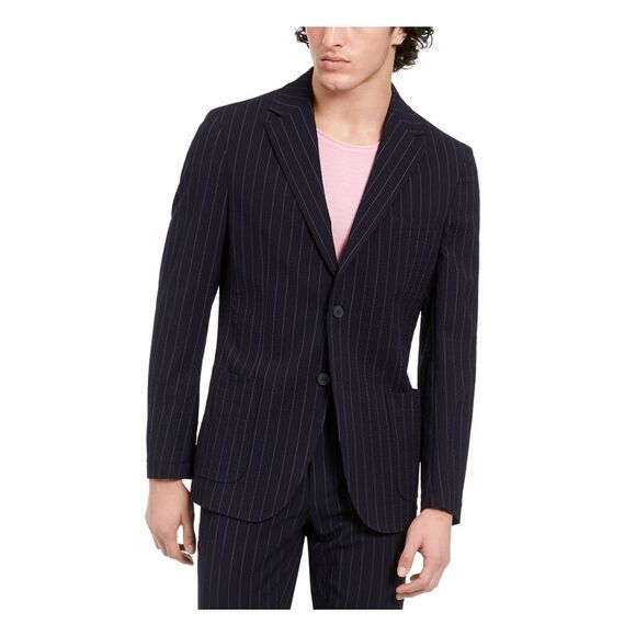 DKNY Mens Navy Striped Blazer Jacket 42R